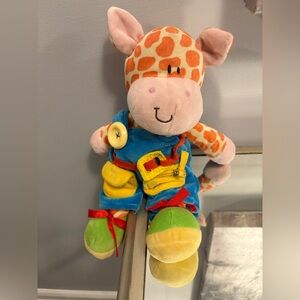 Kids giraffe plush toy wearing blue jacket brand new 13”